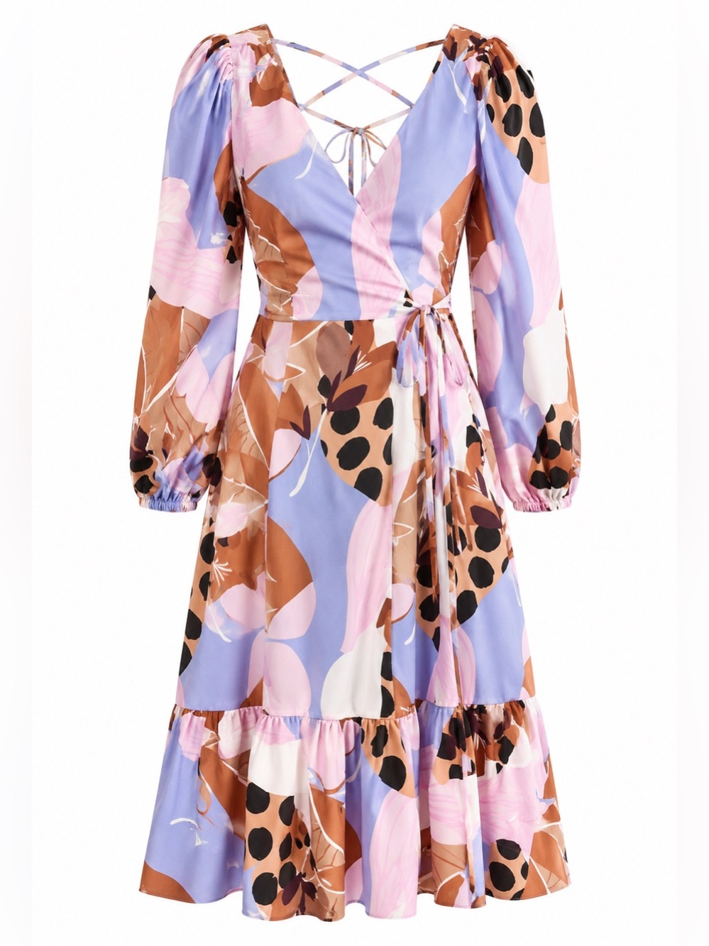 HUTCH for Anthropologie Open-Back Wrap Maxi Dress High Low Pink Blue – Size 2X